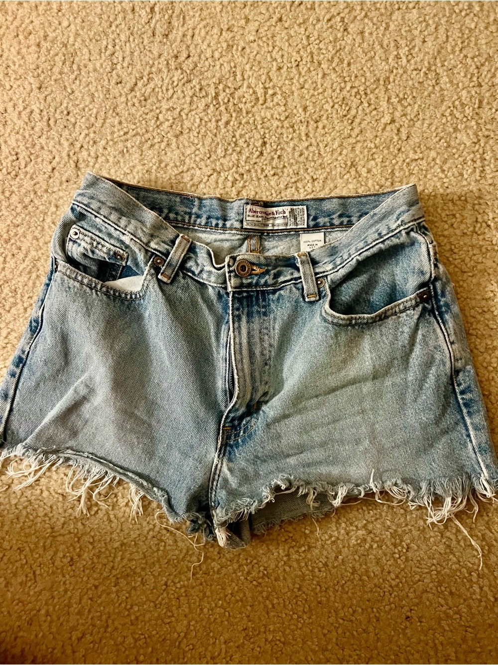 Abercrombie & Fitch Distressed Light Wash Denim Shorts